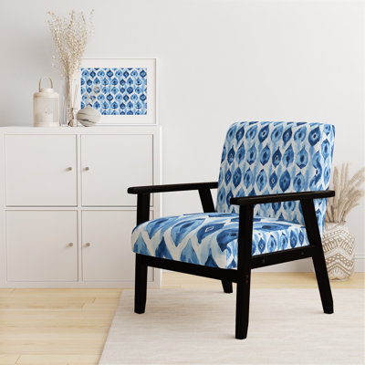 Chaise rembourrée Coastal - Fauteuil bleu Ikat
