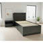 Lit simple avec rangement et 1 table de chevet gris foncé Robin