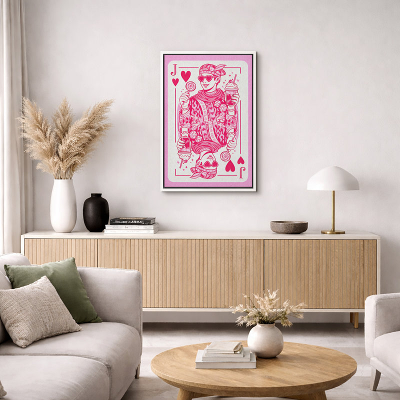 Rose, carte à jouer, art Pop Art figure, chambre d'enfant, impression sur toile encadrée, H 36 po x l 24 po x P 1,5 po