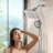 Magnetic 2-in-1 Dual Shower Head with 5-Spray Handheld Shower and 70-Inch Hose Wall Mount Brushed Nickel-122018500