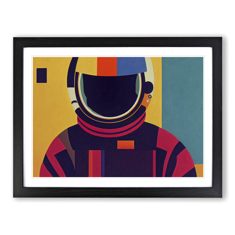 Retro Astronaut Vol.4 1 Piece Single Picture Frame Painting, 46cm H x 64cm W x 2cm D, Black Framed