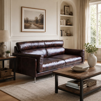 Modern Family Style Sofa with Soft Faux Leather Upholstery Comfortable and Stylish Couch Perfect for Living Room Seating