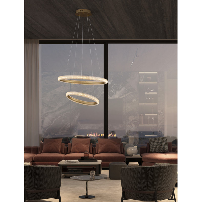 2 - Light Gold LED Crystal Pendant