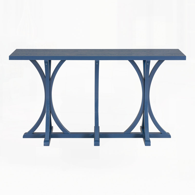59.8'' Wooden Console Table With Wood Legs, Navy Blue