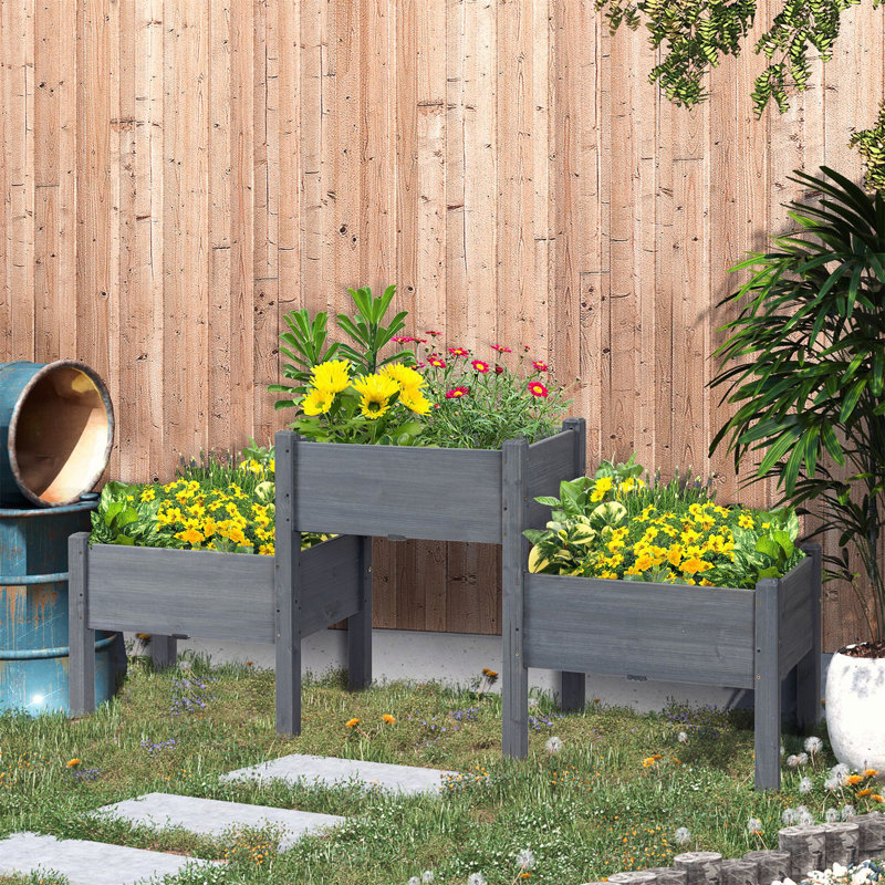 Falkner Wood Raised Garden Bed, Gray