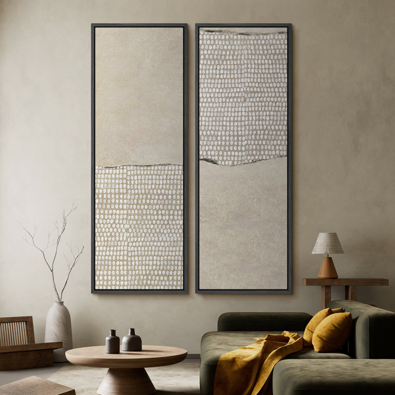 Minimalist Abstract Wall art - 20x60 inches Framed Canvas Set of 2, Black