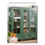 Vitrine verte à 3 portes avec tiroirs en bois massif