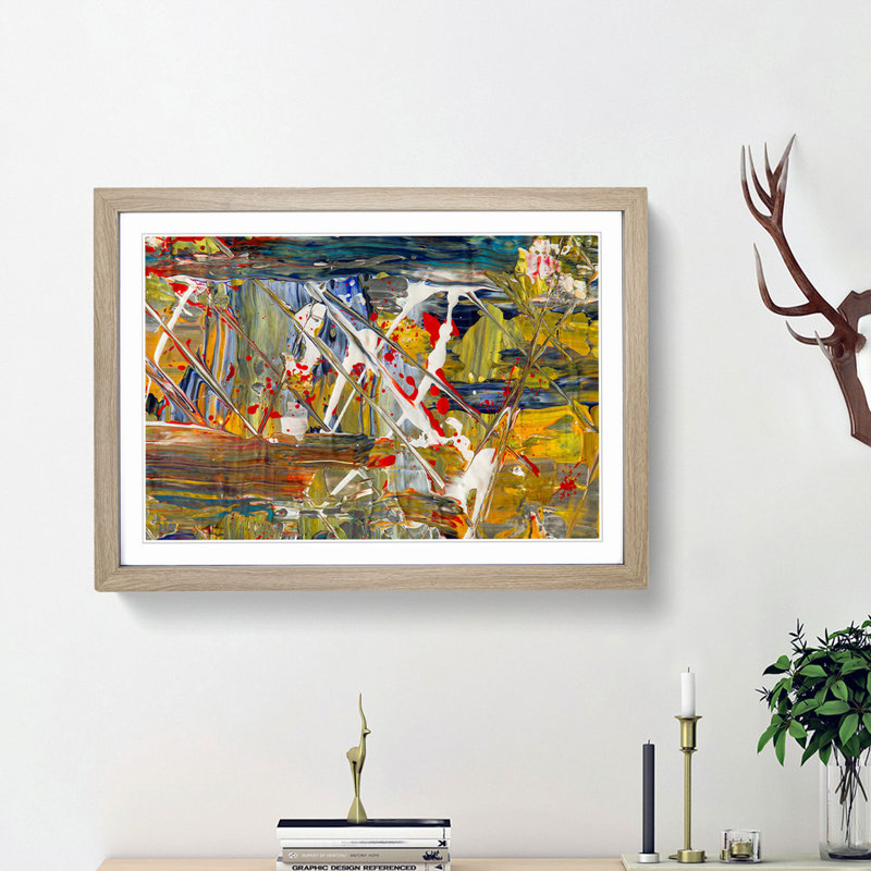Abstract Art Painting Vol.428 by S.Johnson - Framed Print, 36cm H x 48cm W x 2cm D, Oak Framed