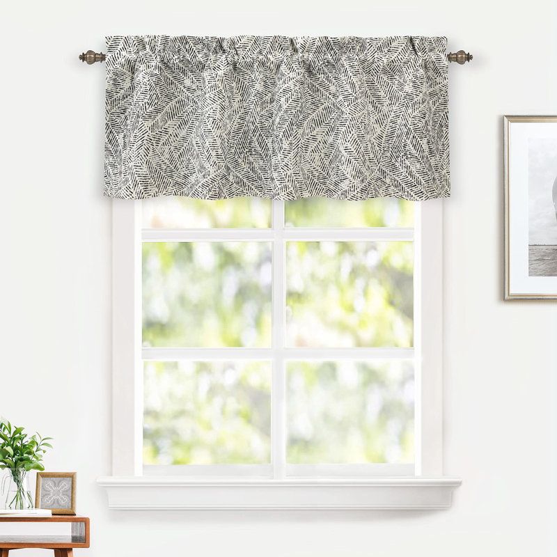 Black and White Linen Blend 52'' Rod Pocket Valance
