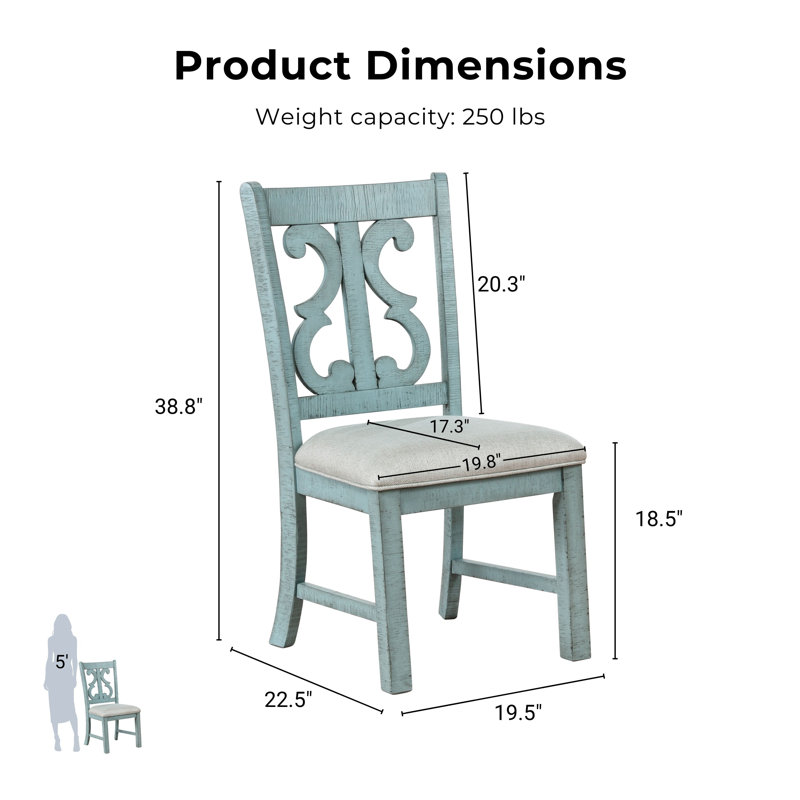 Chaise d'appoint Bella Queen Anne, Bleu clair antique