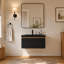  Meuble-lavabo mural simple 30 po avec comptoir en résine noire pour petits espaces.-1532966425