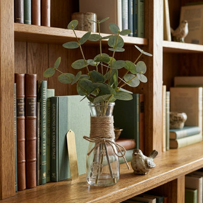 Artificial Eucalyptus Stems In Glass Vase With Faux Water