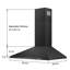 Hotte de cuisine 24 pouces, hotte de cuisine murale en acier inoxydable peint en noir 480Cfm - Ventilateur d'extraction à 3 vitesses, convertible sans conduit / conduit, hotte de cheminée de style cheminée, lumière à DEL et bouton de commande-107667395-119338406