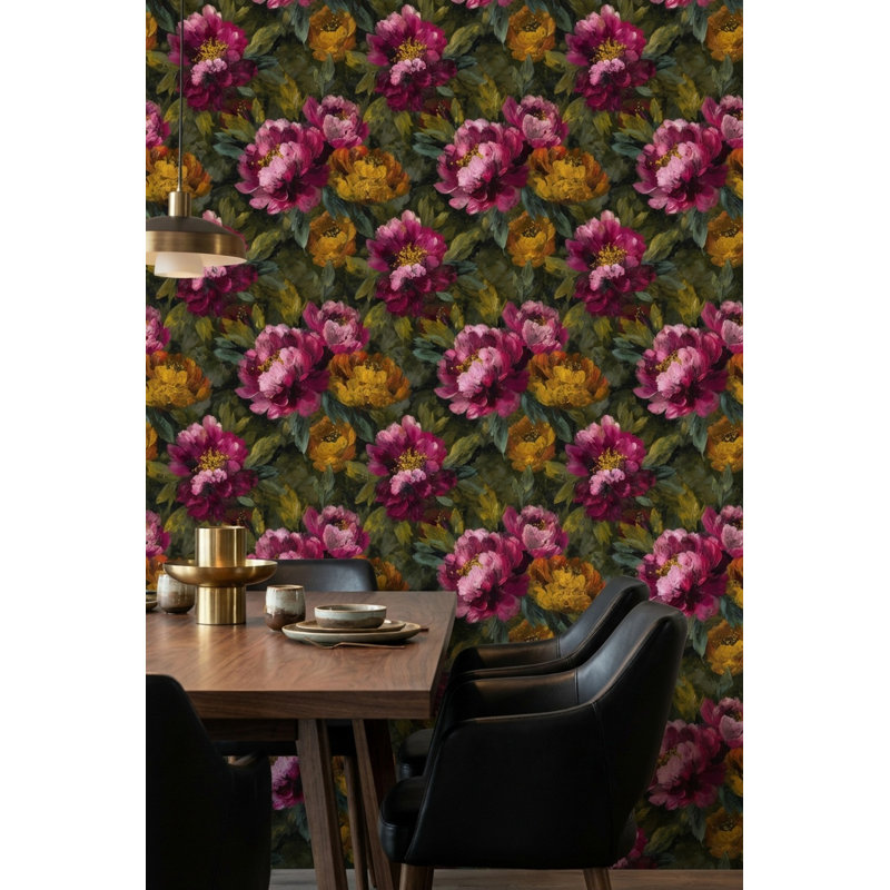 Papier peint floral foncé Moody, Non-collé