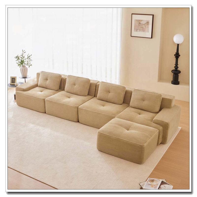 Canapé modulaire en tissu Corduroy, Chameau