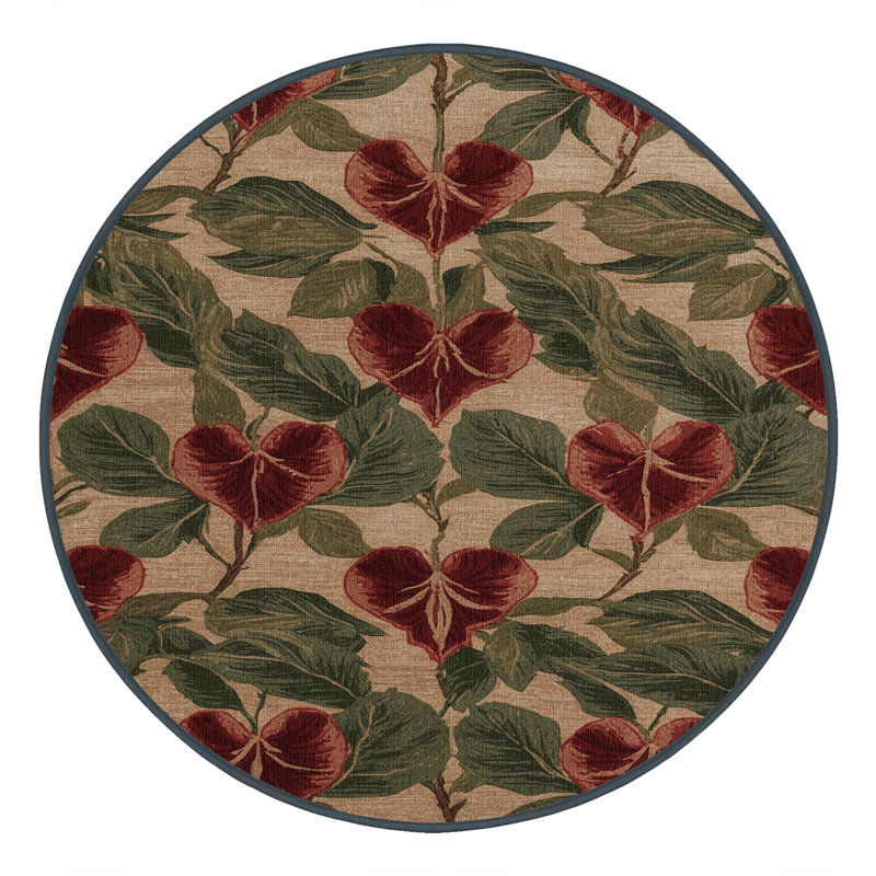 Tapis botanique brun lavable à la machine, Rond 3 pi