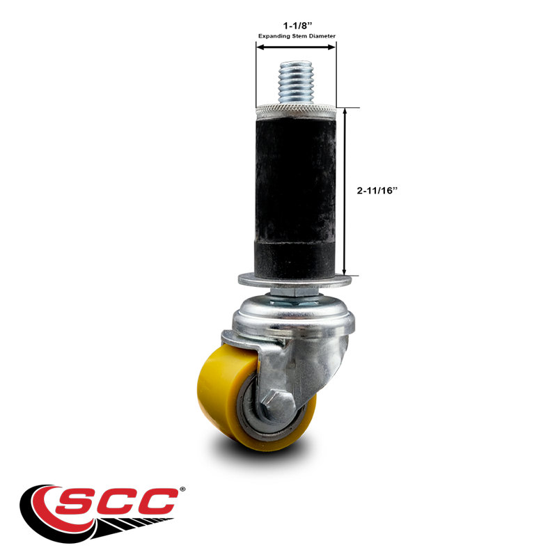 Low Profile Polyurethane Caster with Expanding Stem