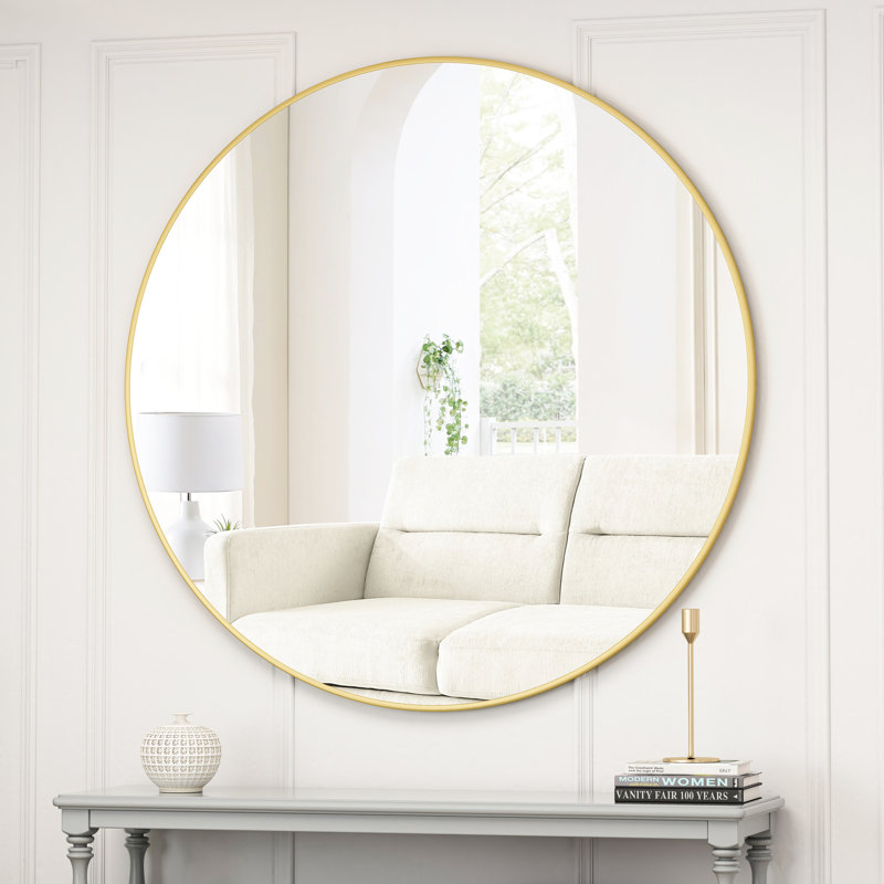 Miroir mural miroir de salle de bain, salon, chambre à coucher, 48 po x 48 po, Doré