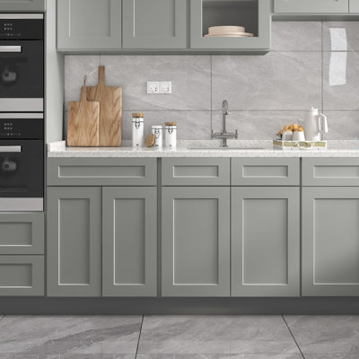 30" W X 24" D 34.5" H Sink Base - Shaker Grey Plywood, Cabinet With Large Storage Plywood Cupboard 30x24x34.5, Functional