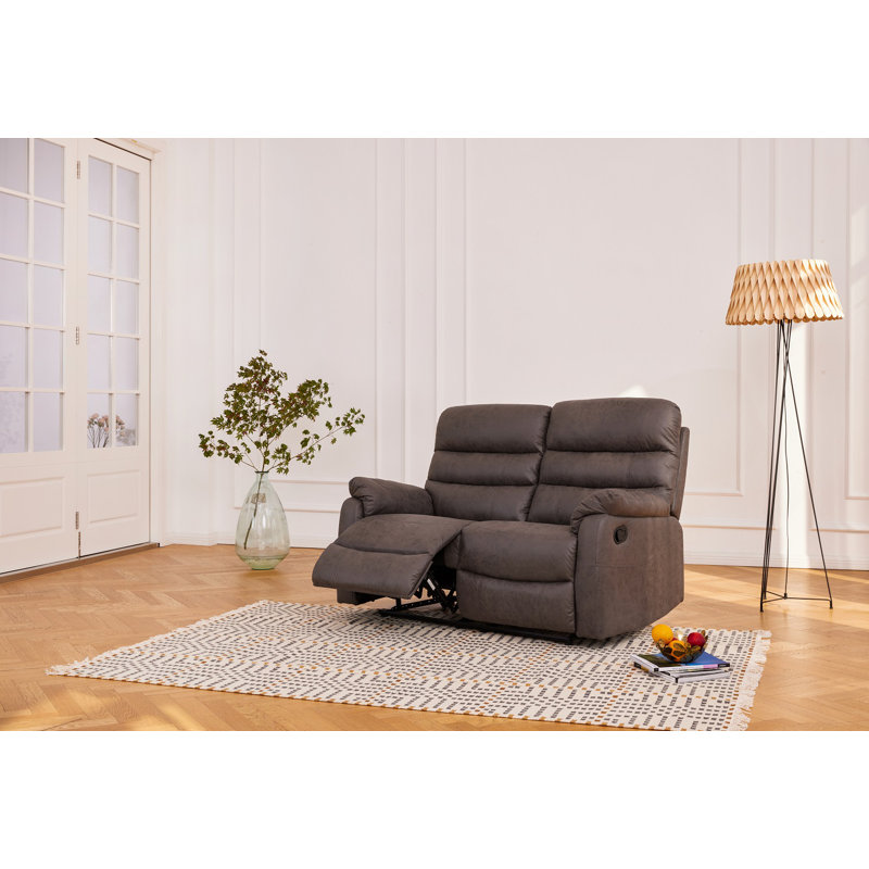 Kharis 2 Seater Faux Leather Reclining Sofa, Grey