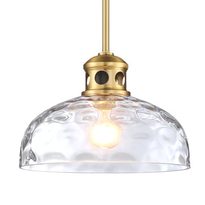 Luminaire suspendu 1 lumière 14 po avec abat-jour en verre martelé