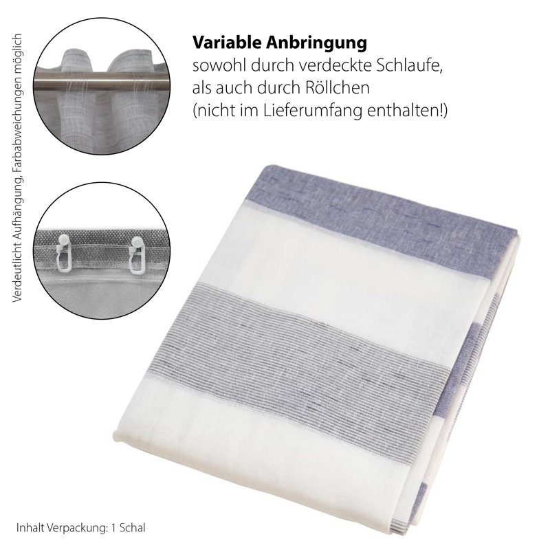 Mevlut Semi Sheer Curtain, Blue/Grey