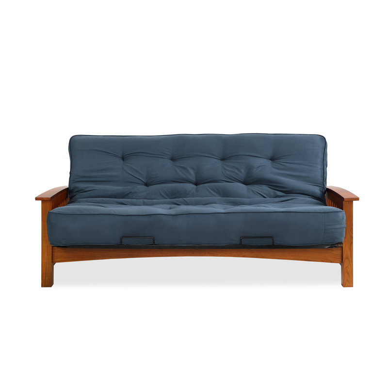 Futon double avec matelas Mccaleb, Bleu minuit