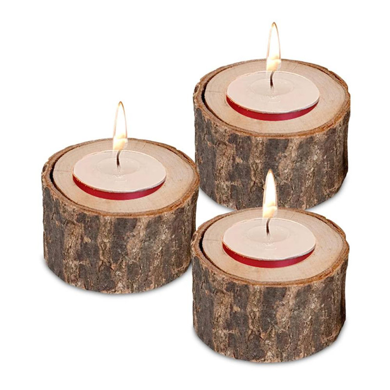 2'' H Wood Tabletop Tealight Holder, Medium, Yes