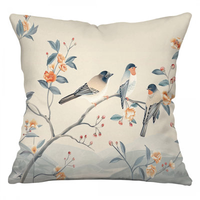 Birds Throw Pillow, Animal Cotton Twill Pillows