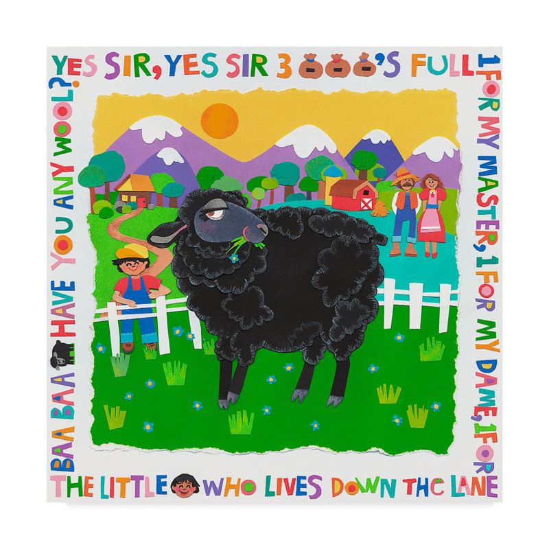 « bah bah black mouton », art sur toile, H 14 po x l 14 po x P 2 po
