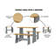 Table en bois massif naturel / gris et 2 banc, mobilier de jardin minimaliste, table de salle à manger-1347247433