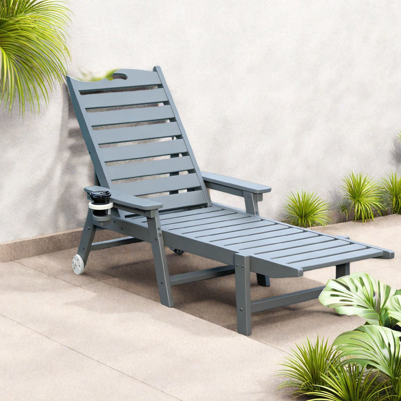 Chaises longues de patio grises et résistantes, conception réglable en PEHD pour jardin