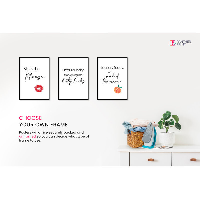Bleach Please For Utlity Room - 3 Piece No Frame Print Set, 42cm H x 29.7cm W
