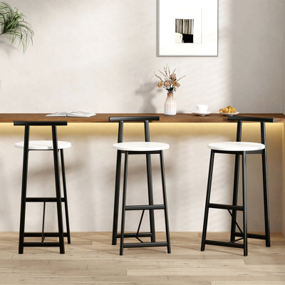 Bar Stools Kitchen Island Bar Chairs Set Of 3 Metal Counter Barstools With Backrest For Dining Pub Room