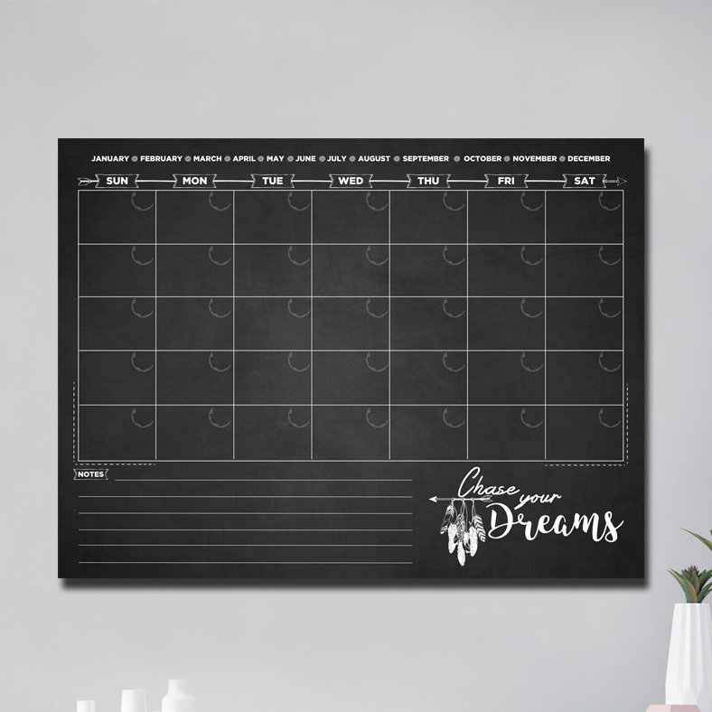 Tableau effaçable mural Chase Your Dreams, 20 po x 30 p, Noir