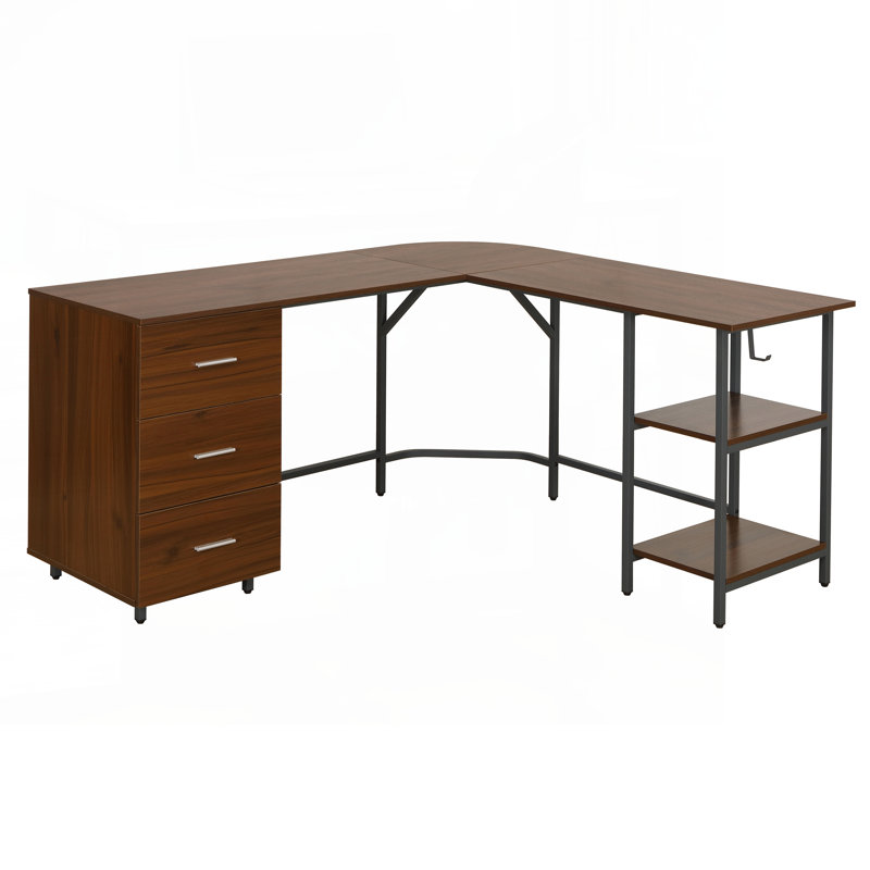 Bureau à deux tons avec rangement en L Techni Mobile
