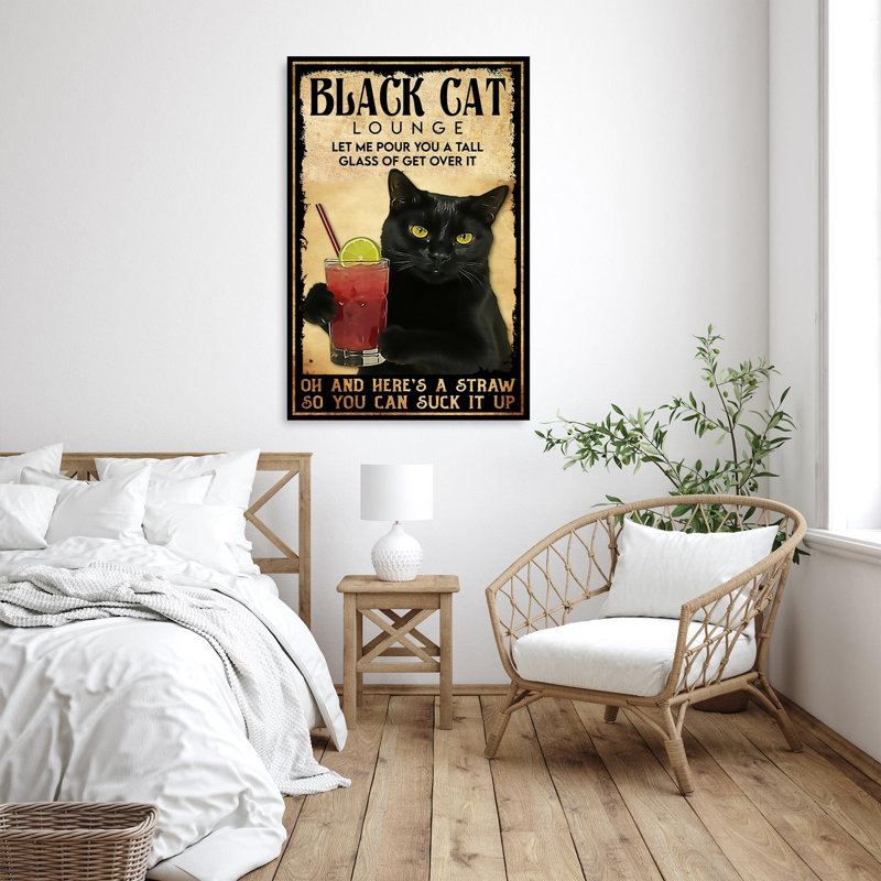 Black Cat Lounge - 1 pièce, impression sur toile tendue, H 14 po x l 11 po x P 1,25 po