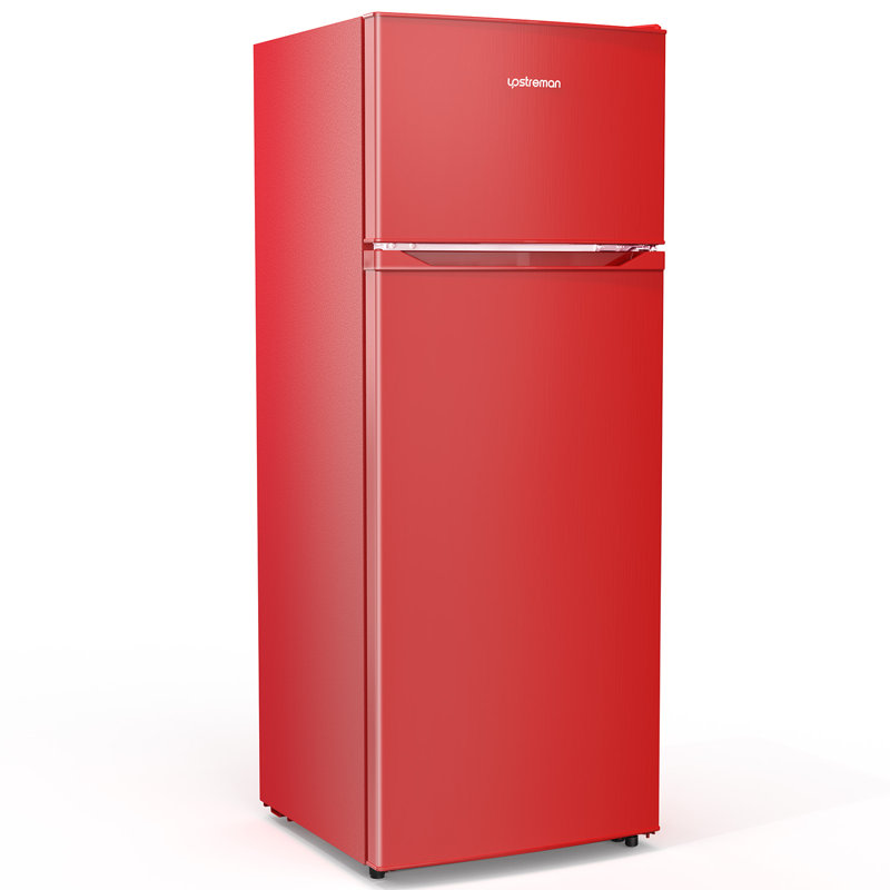 7.7 Cu.Ft. Double Door Refrigerator With Freezer For Apartment, Office, Dorm, Red
