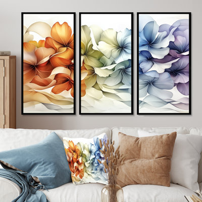Geraniums Fantasy Field Of Colors - Geraniums Wall Art Decor - 3 Pieces