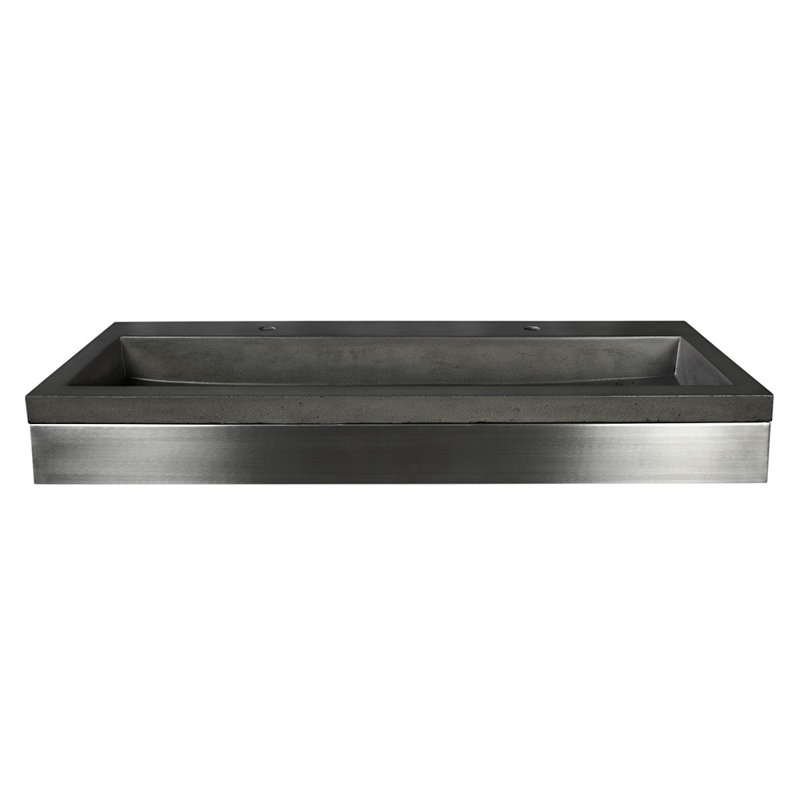 Ensemble de meuble-lavabo mural simple 48 po Zaca, Aucun trou de robinet, Ardoise