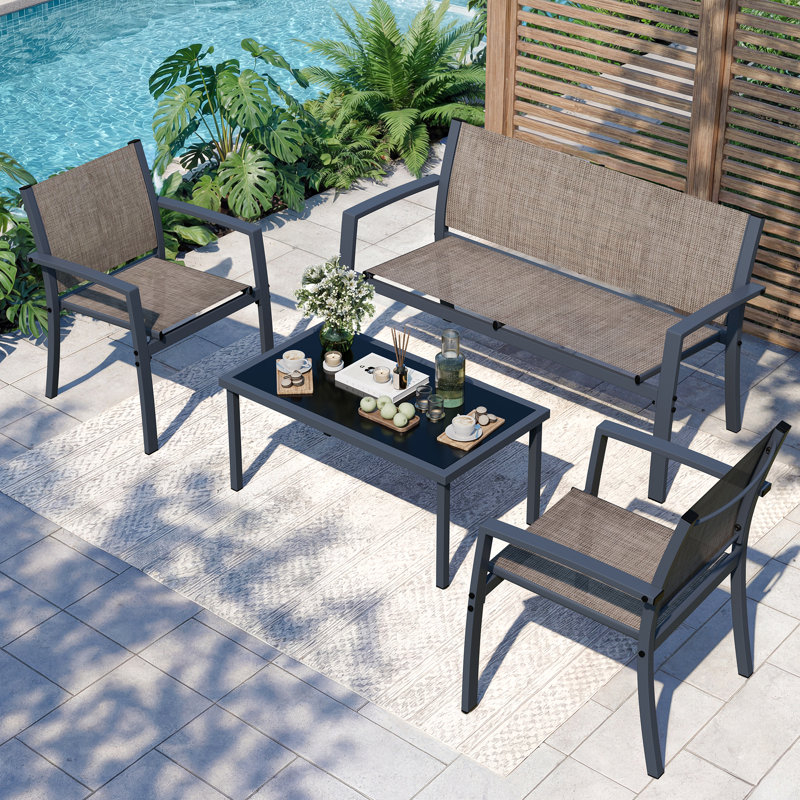 Arantxa 4 - Person Patio Conversation Set, Light Brown