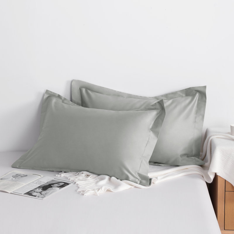 Cotton Sham Set, Light Gray, Queen