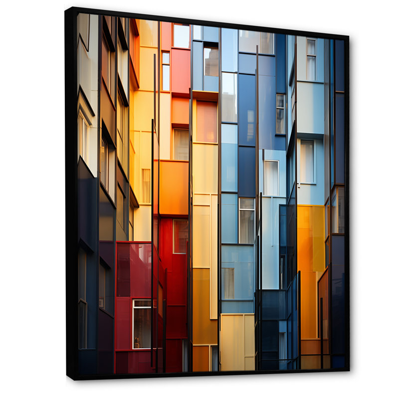 Iven Skyscrapers Glass Giants IV - Imprimé, Cadre flottant noir, H 44 po x l 34 po x P 1,5 po