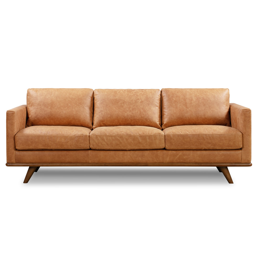 Nolita 85" Full-Grain Genuine Italian Leather Square Arm Sofa Corrigan Studio® Upholstery 