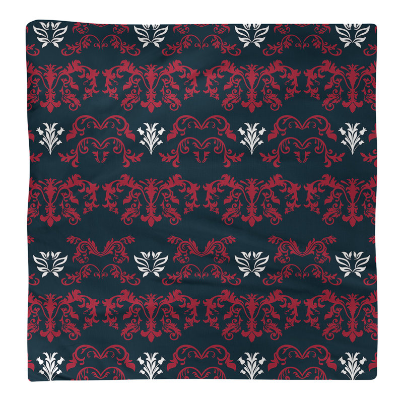 Damask Square Napkin, Battle Red/Deep Steel Blue/White, Cotton, 22" W x 22" L