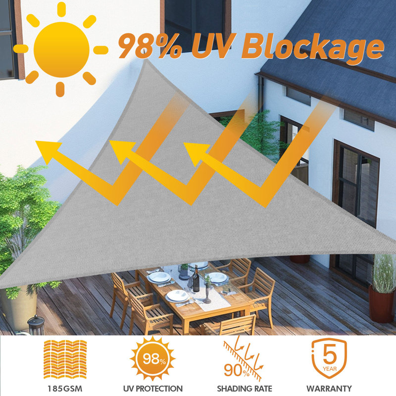 11'8" x 15'7" Triangle Shade Sail, Sky Blue
