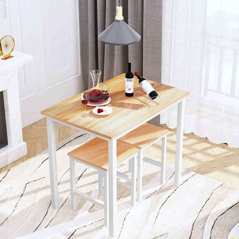 Decima Four Leg Dining Set, Beige/White, White, Beige