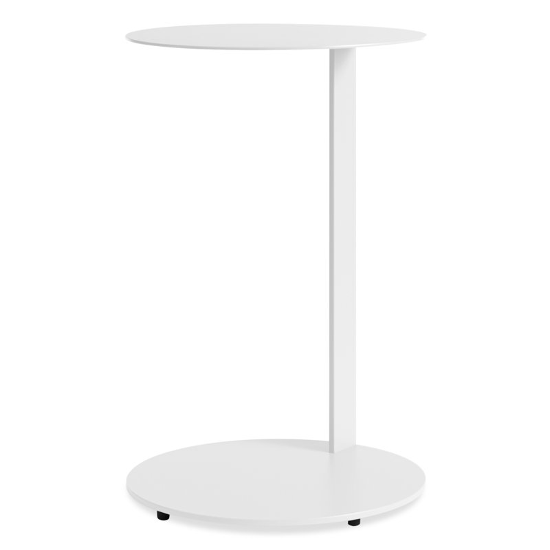 Note Steel Top End Table, White, 25" H x 16" W x 16" D