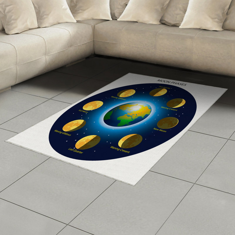 Educational Science High Density Long Fiber Poly Threads Decorative Area Rug Carpet, Rectangle 4' x 5'8"