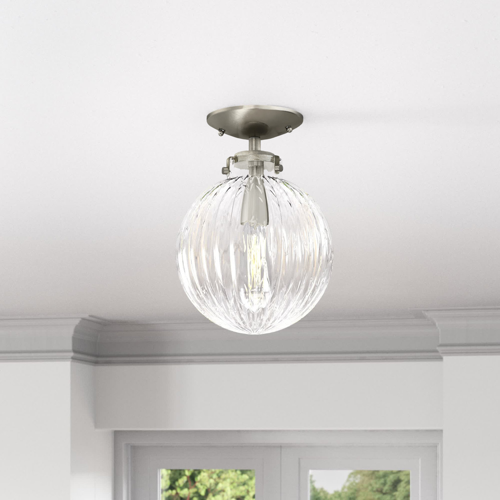 Kaydan Single Light Semi Flush Mount, Brushed Nickel